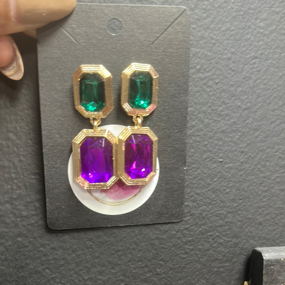 Elegant Gold and Gemstone Drop Earrings